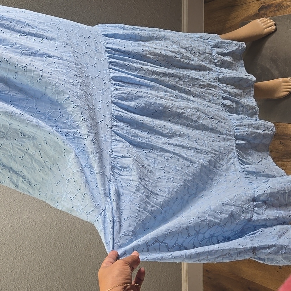Blue Sleeveless Mock Neck Sundress - Picture 3 of 4